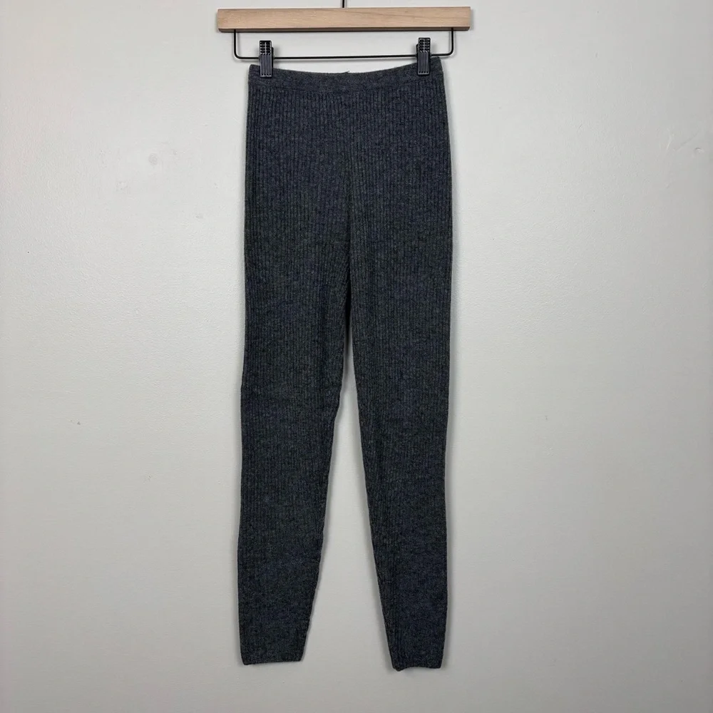 Neiman Marcus‎ Pants Womens XS Heather Grey Cashmere Skinny Leg Ribbed Pull On